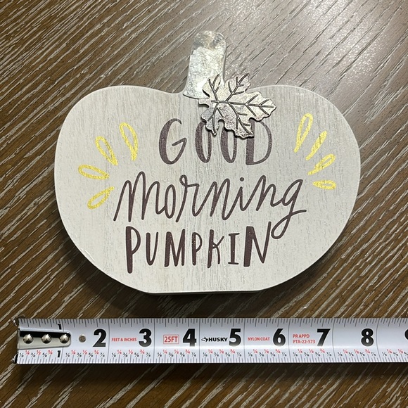 Good Morning Pumpkin Wood Pumpkin 
Autumn Fall Harvest Farmhouse Decor - Picture 3 of 8